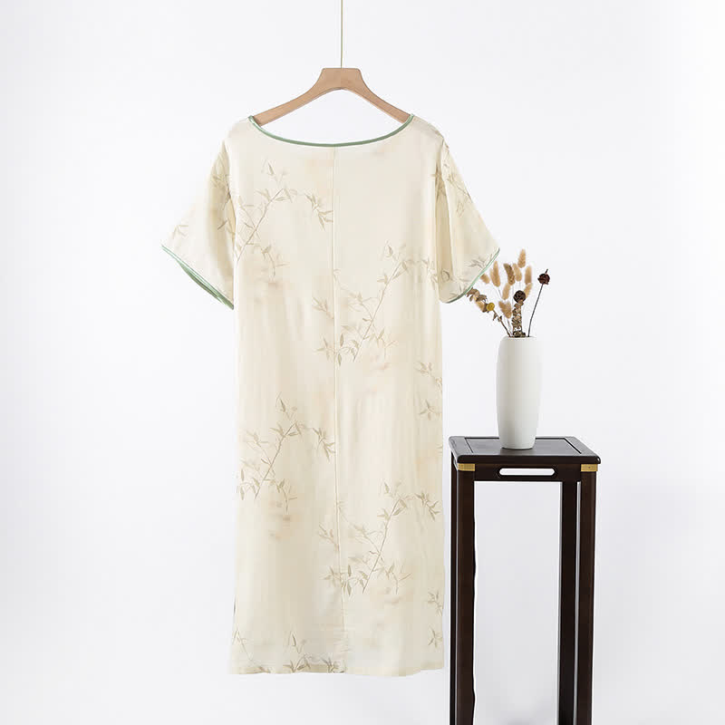 Chemise de nuit en fibre de bambou à imprimé bambou vintage