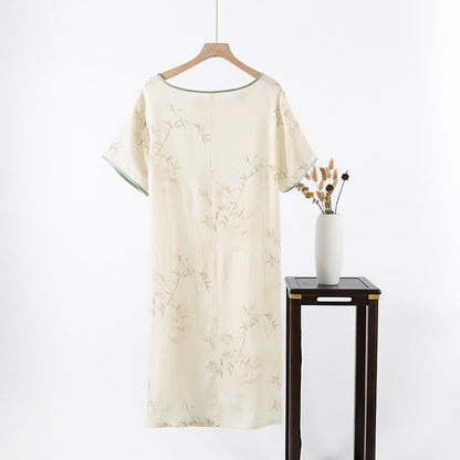 Chemise de nuit en fibre de bambou à imprimé bambou vintage