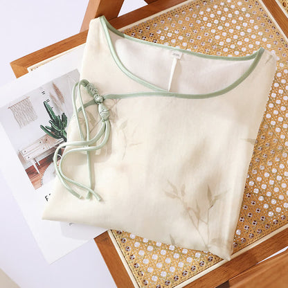 Chemise de nuit en fibre de bambou à imprimé bambou vintage