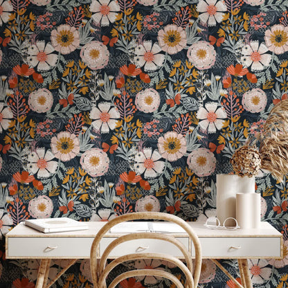 Papier peint autocollant floral élégant à faire soi-même