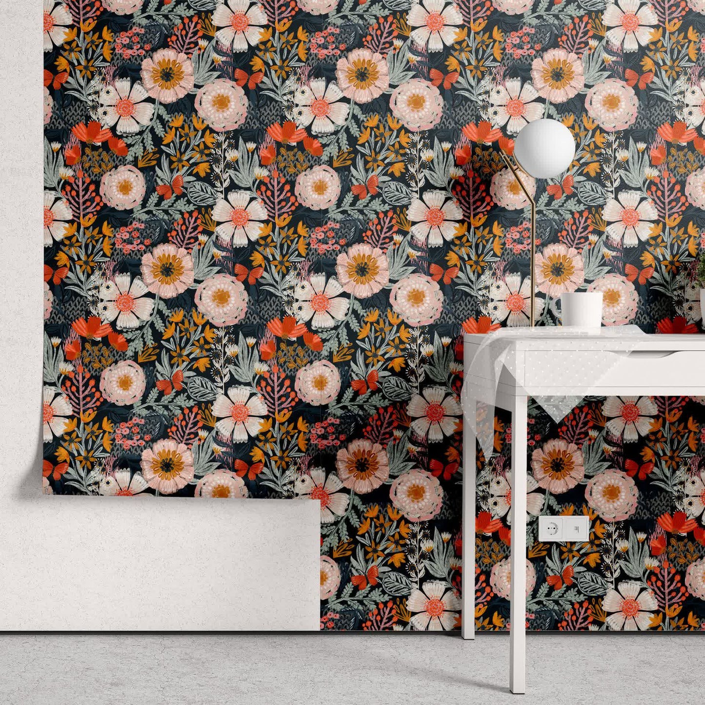 Papier peint autocollant floral élégant à faire soi-même