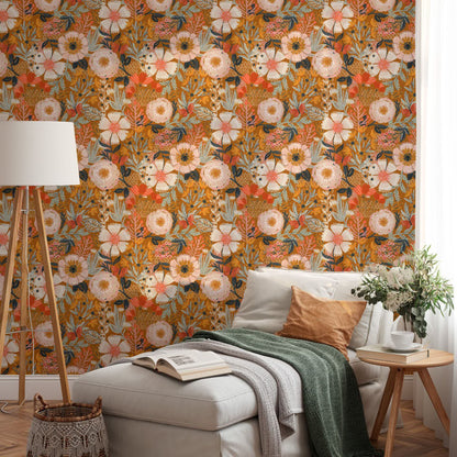 Papier peint autocollant floral élégant à faire soi-même