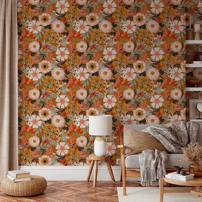 Papier peint autocollant floral élégant à faire soi-même