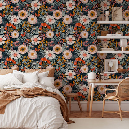 Papier peint autocollant floral élégant à faire soi-même