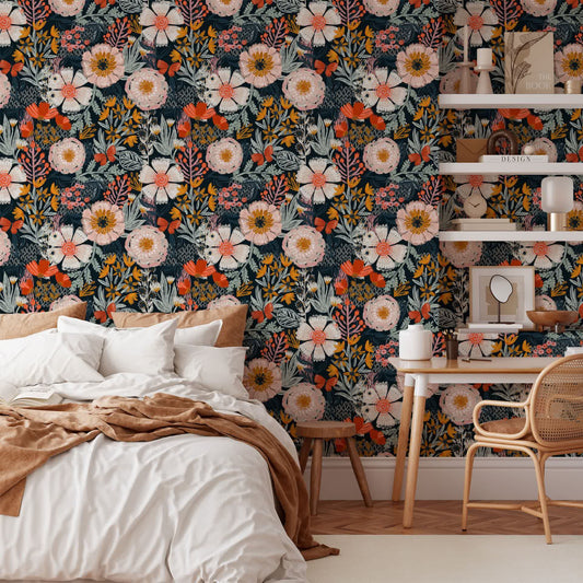 Papier peint autocollant floral élégant à faire soi-même