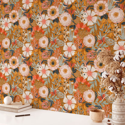 Papier peint autocollant floral élégant à faire soi-même