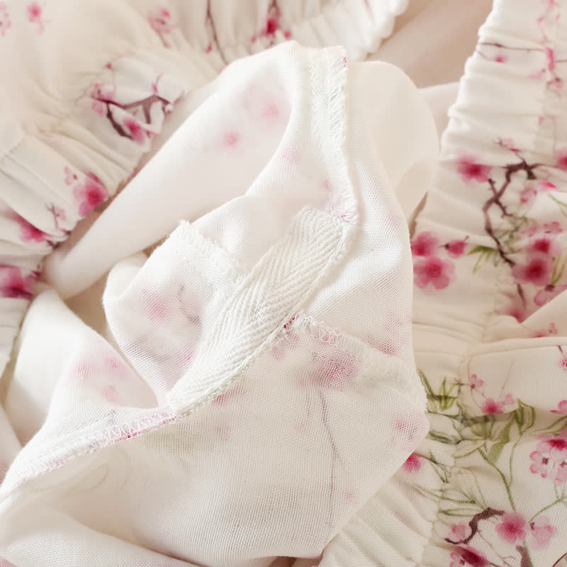 Ensemble pyjama en coton et bambou avec imprimé fleur de prunier vintage