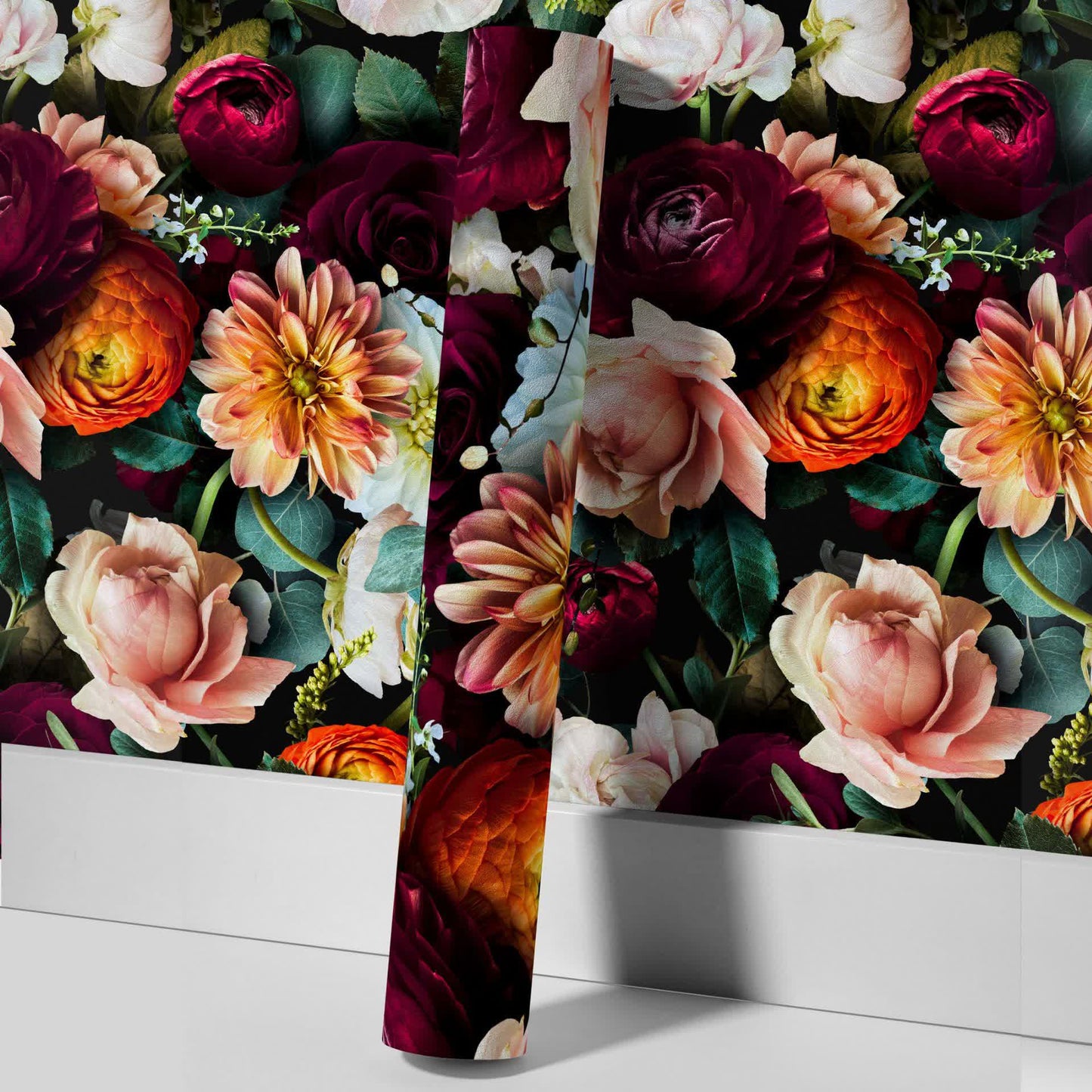 Papier peint décoratif amovible à faire soi-même avec des fleurs en fleurs