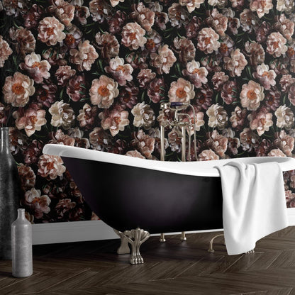 Papier peint décoratif amovible à faire soi-même avec des fleurs en fleurs