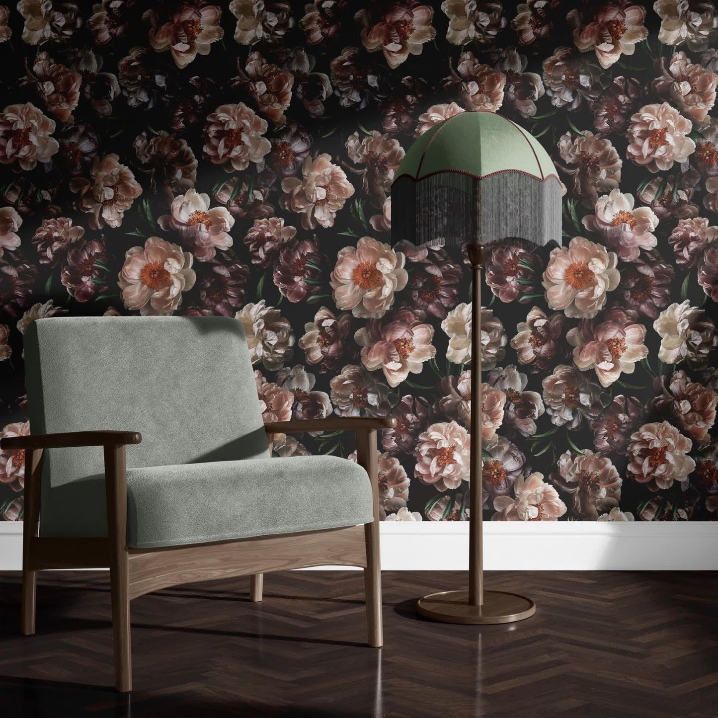 Papier peint décoratif amovible à faire soi-même avec des fleurs en fleurs