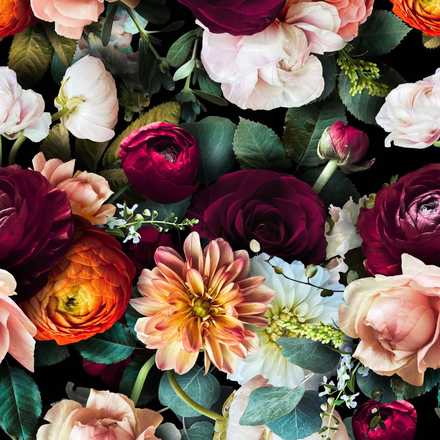 Papier peint décoratif amovible à faire soi-même avec des fleurs en fleurs