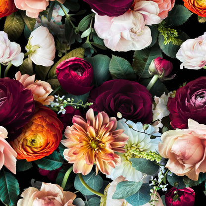 Papier peint décoratif amovible à faire soi-même avec des fleurs en fleurs