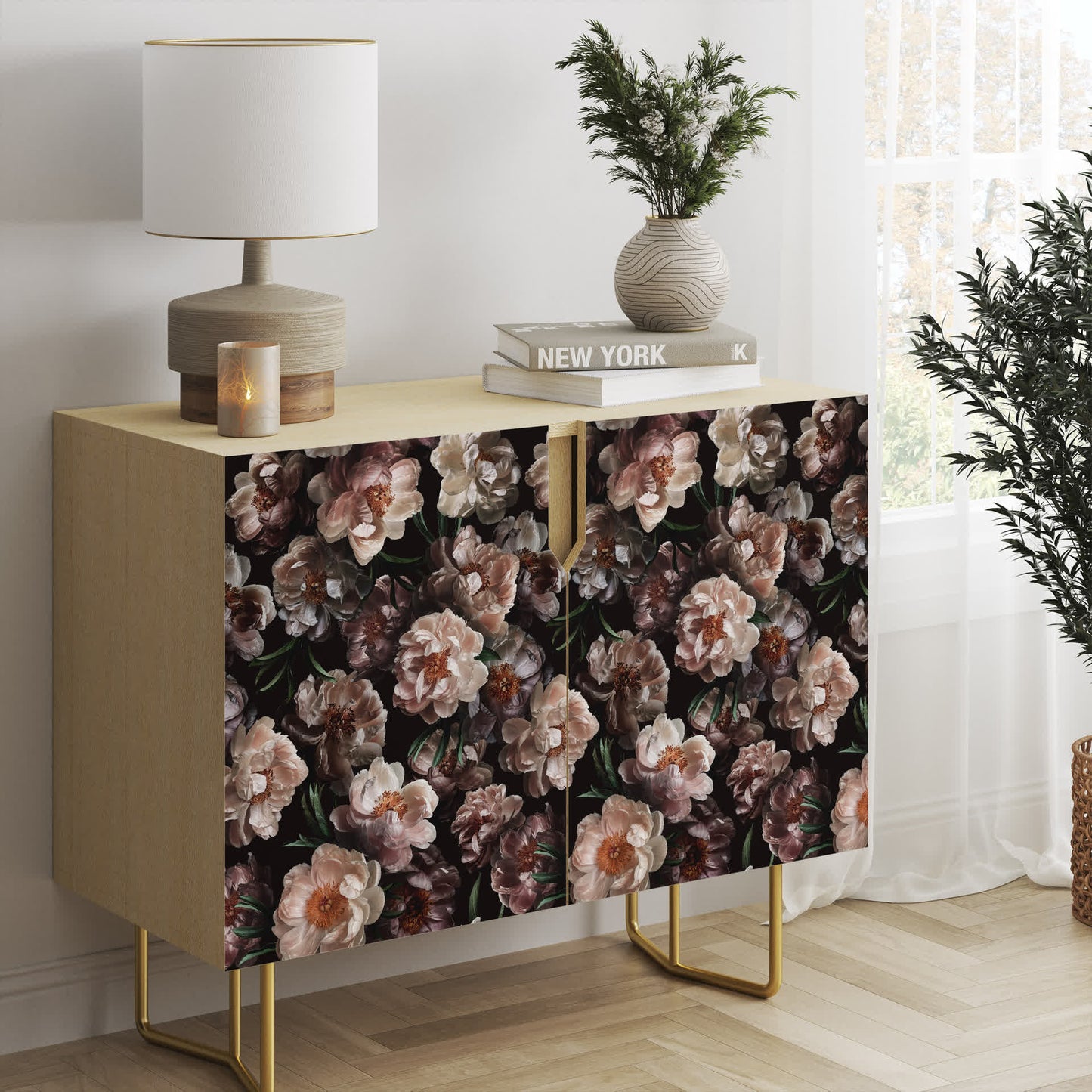 Papier peint décoratif amovible à faire soi-même avec des fleurs en fleurs