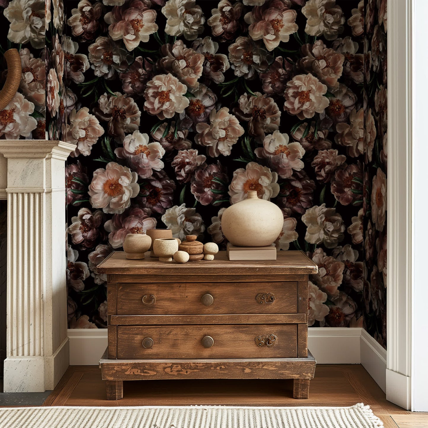 Papier peint décoratif amovible à faire soi-même avec des fleurs en fleurs