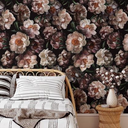 Papier peint décoratif amovible à faire soi-même avec des fleurs en fleurs