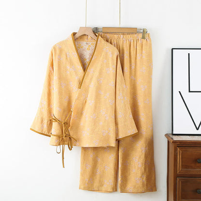 Ensemble de vêtements d'intérieur vintage en gaze de coton avec cravate ample