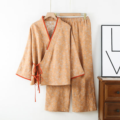 Ensemble de vêtements d'intérieur vintage en gaze de coton avec cravate ample
