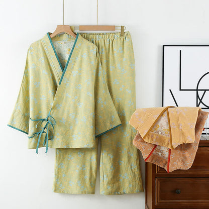 Ensemble de vêtements d'intérieur vintage en gaze de coton avec cravate ample