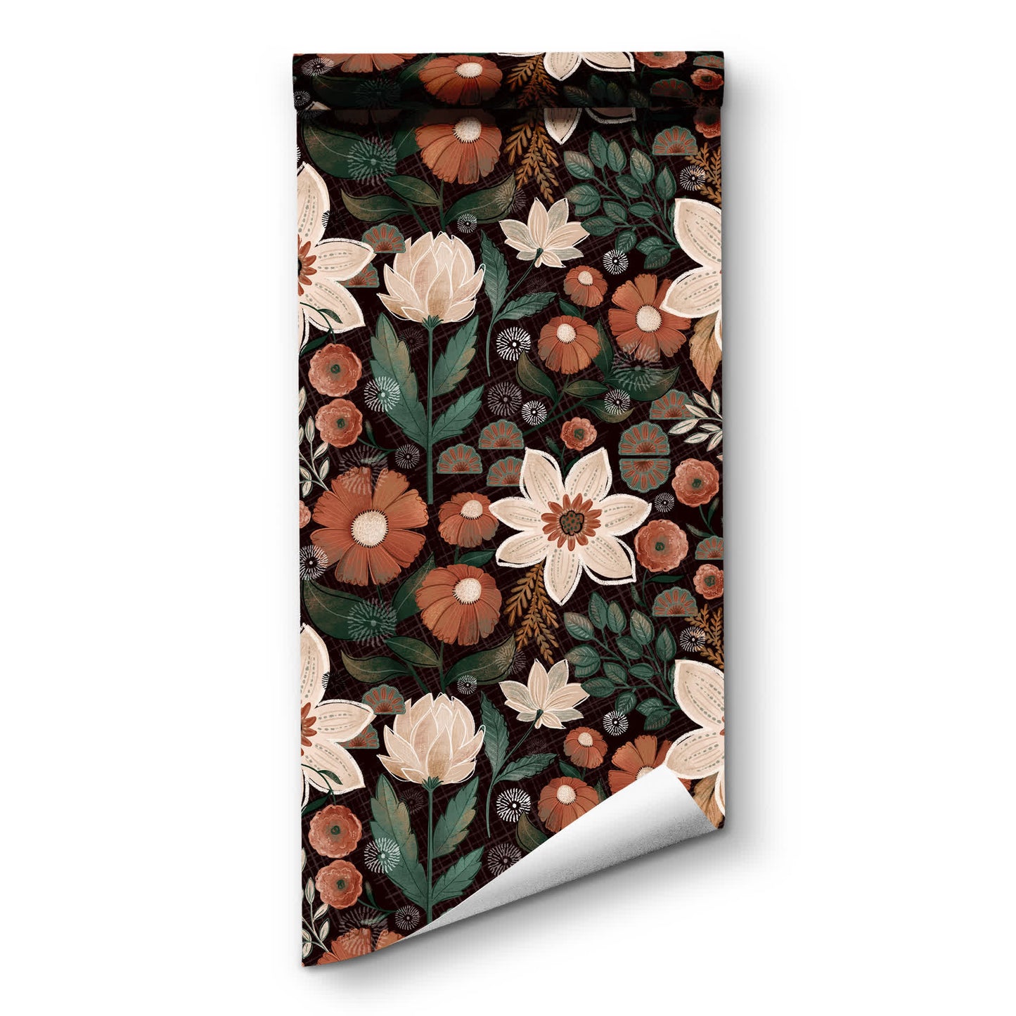 Papier peint floral bohème amovible à faire soi-même