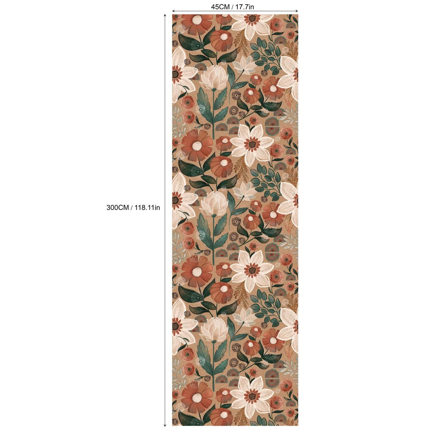 Papier peint floral bohème amovible à faire soi-même