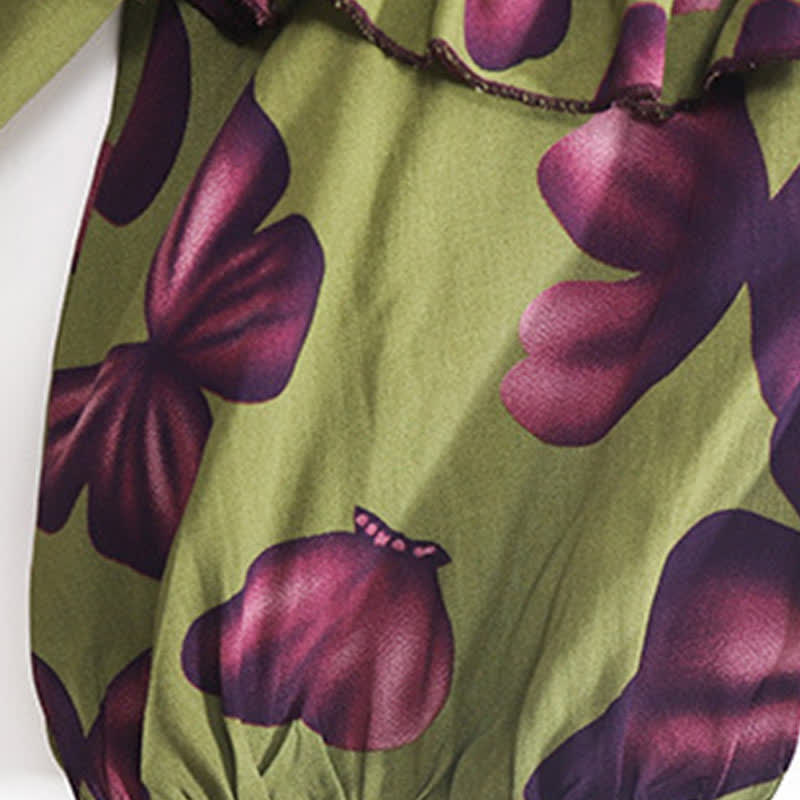 Chemise de nuit grande taille à col rond et motif papillon