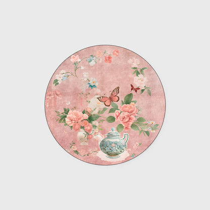 Tapis antidérapant et lavable pour l'intérieur et l'extérieur avec motif de fleurs et de papillons
