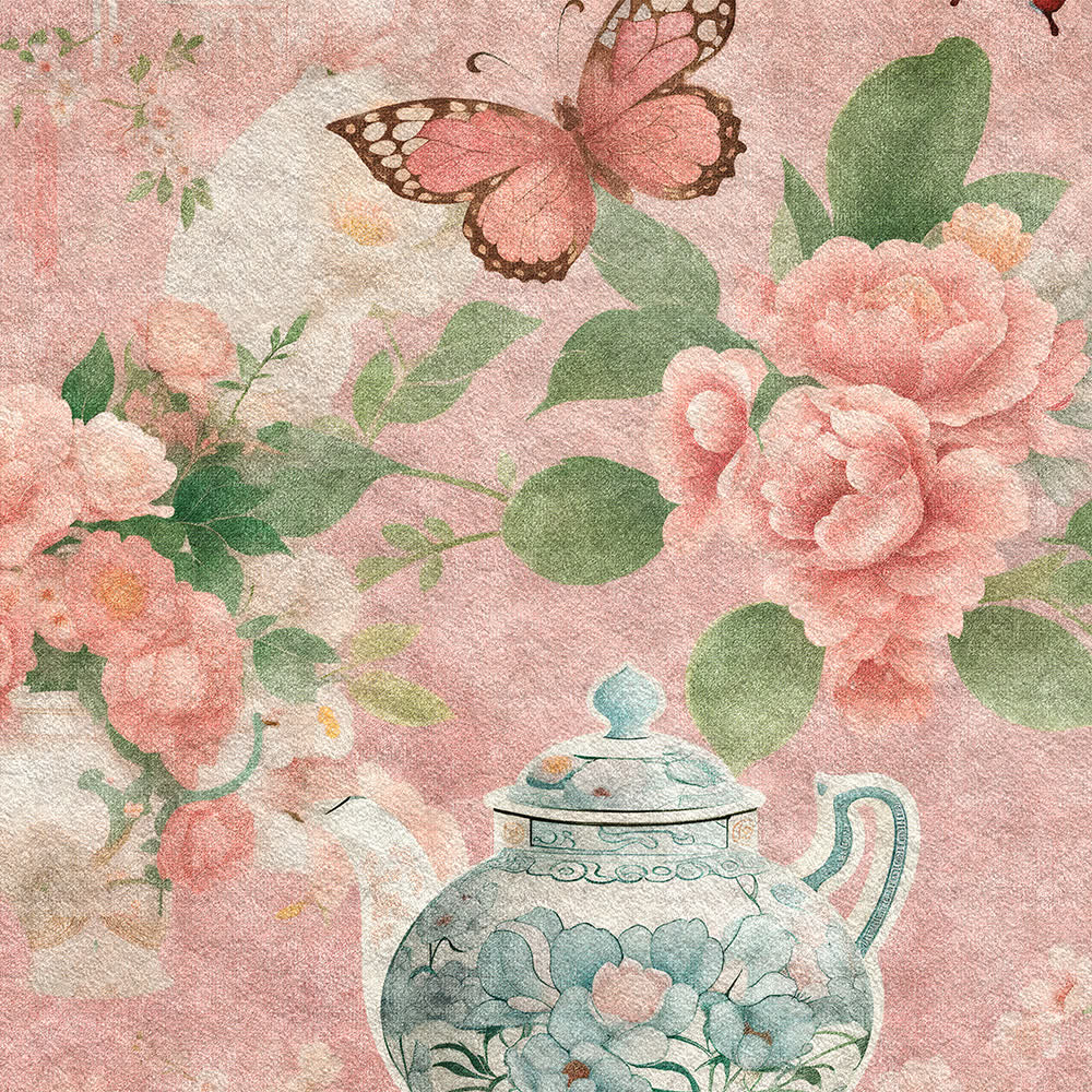 Tapis antidérapant et lavable pour l'intérieur et l'extérieur avec motif de fleurs et de papillons
