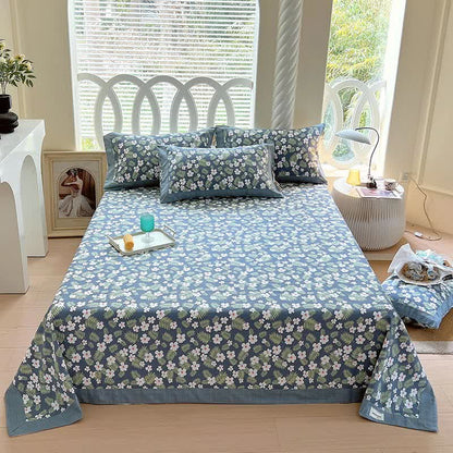 Couvre-lit en coton avec fleurs et feuilles pastorales