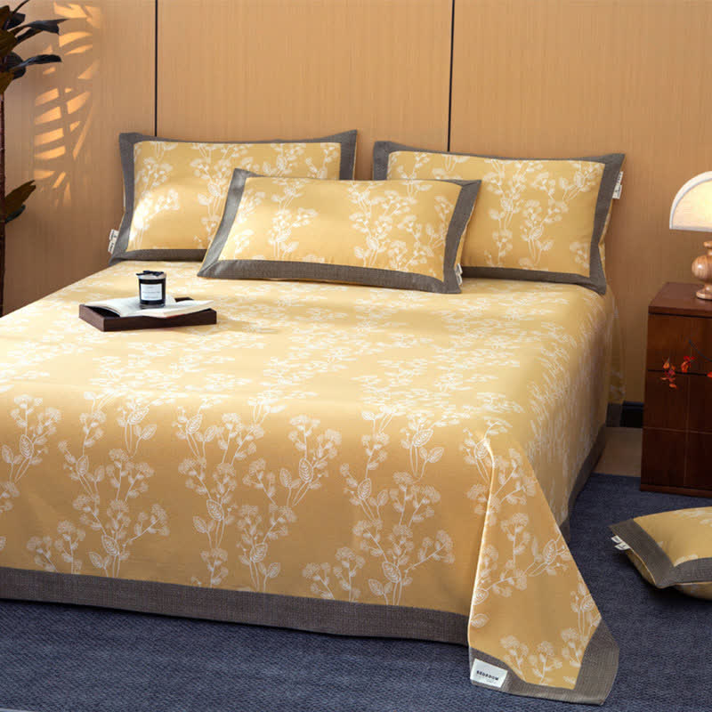 Couverture en coton avec un motif botanique lumineux