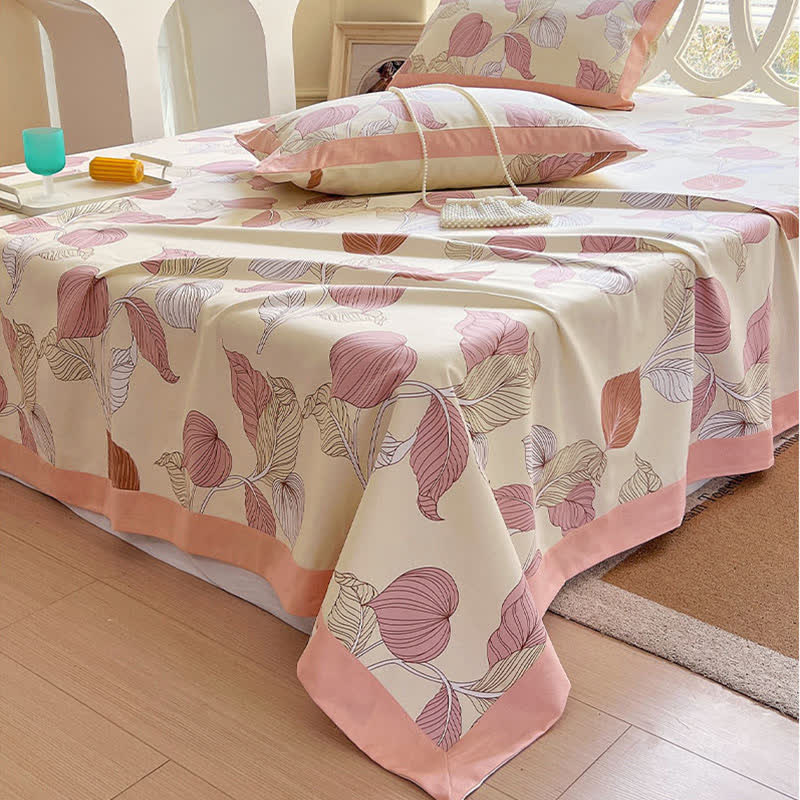 Couvre-lit en coton avec motif de feuilles atténuées