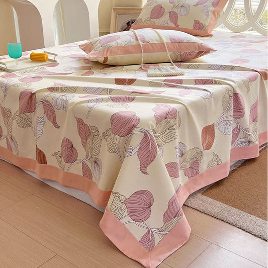 Couvre-lit en coton avec motif de feuilles atténuées