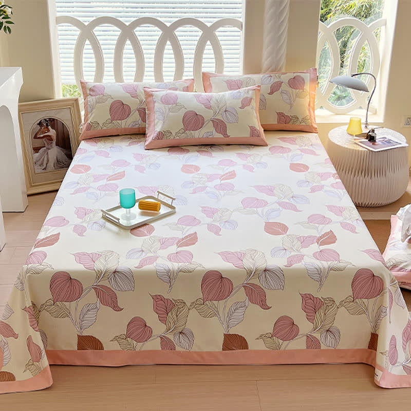 Couvre-lit en coton avec motif de feuilles atténuées