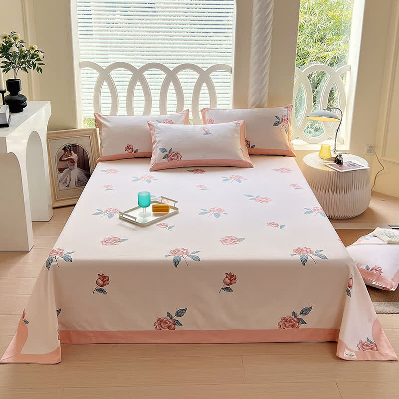 Couvre-lit rustique en coton à motif de roses