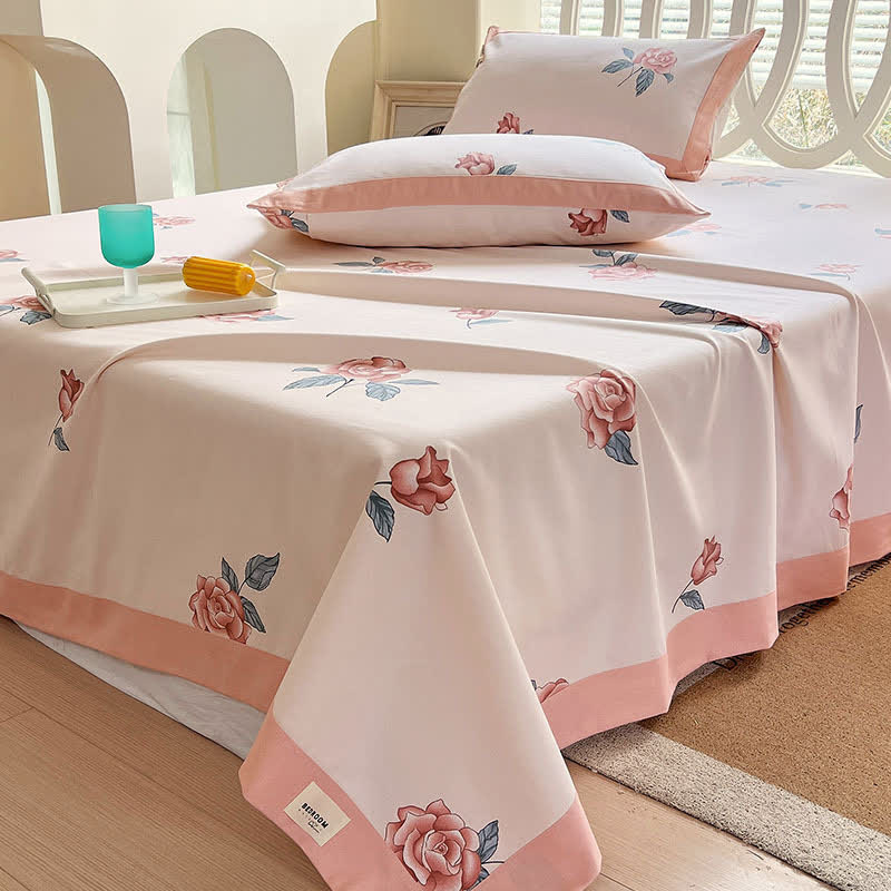 Couvre-lit rustique en coton à motif de roses