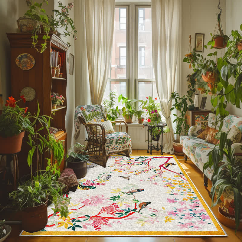 Tapis antidérapant lavable « Refresh Floral Bird »