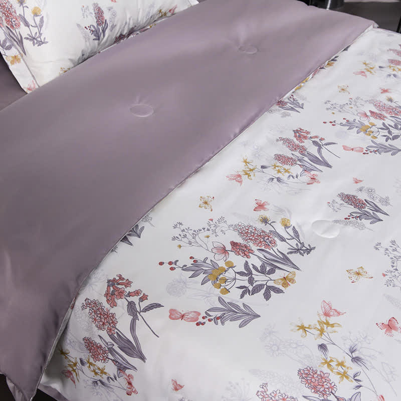 Linge de lit matelassé d'été élégant à motif floral