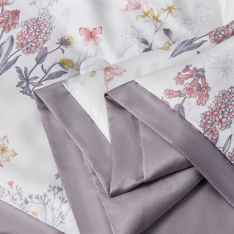 Linge de lit matelassé d'été élégant à motif floral