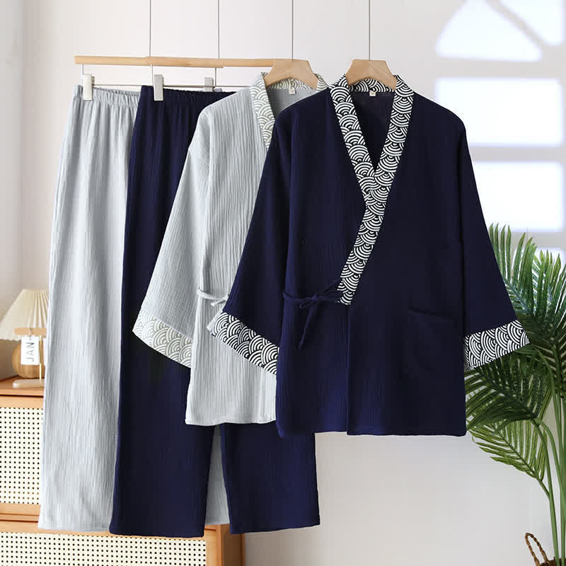 Ensemble pyjama kimono en gaze de coton neutre