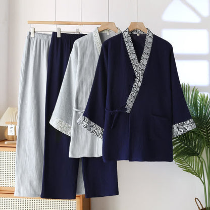 Ensemble pyjama kimono en gaze de coton neutre
