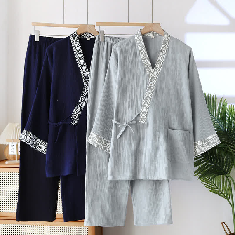 Ensemble pyjama kimono en gaze de coton neutre