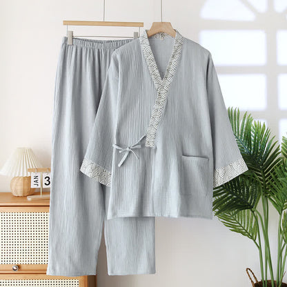 Ensemble pyjama kimono en gaze de coton neutre
