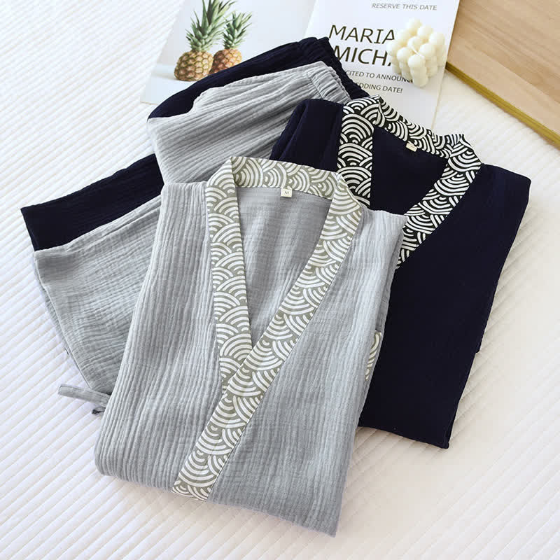 Ensemble pyjama kimono en gaze de coton neutre