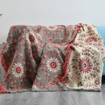 Couette rétro en gaze de coton Ownkoti avec pompon réversible