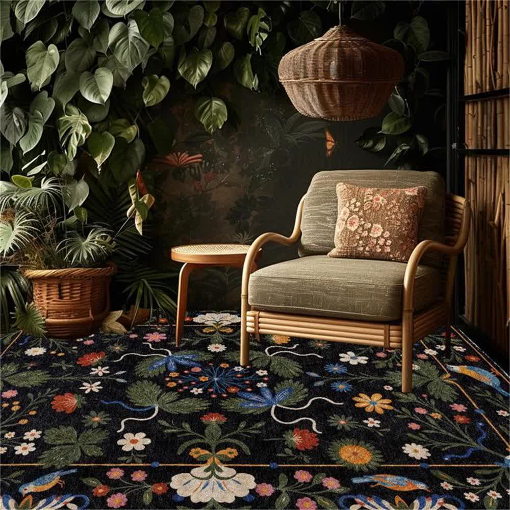 Tapis antidérapant lavable et résistant « Vintage Garden »