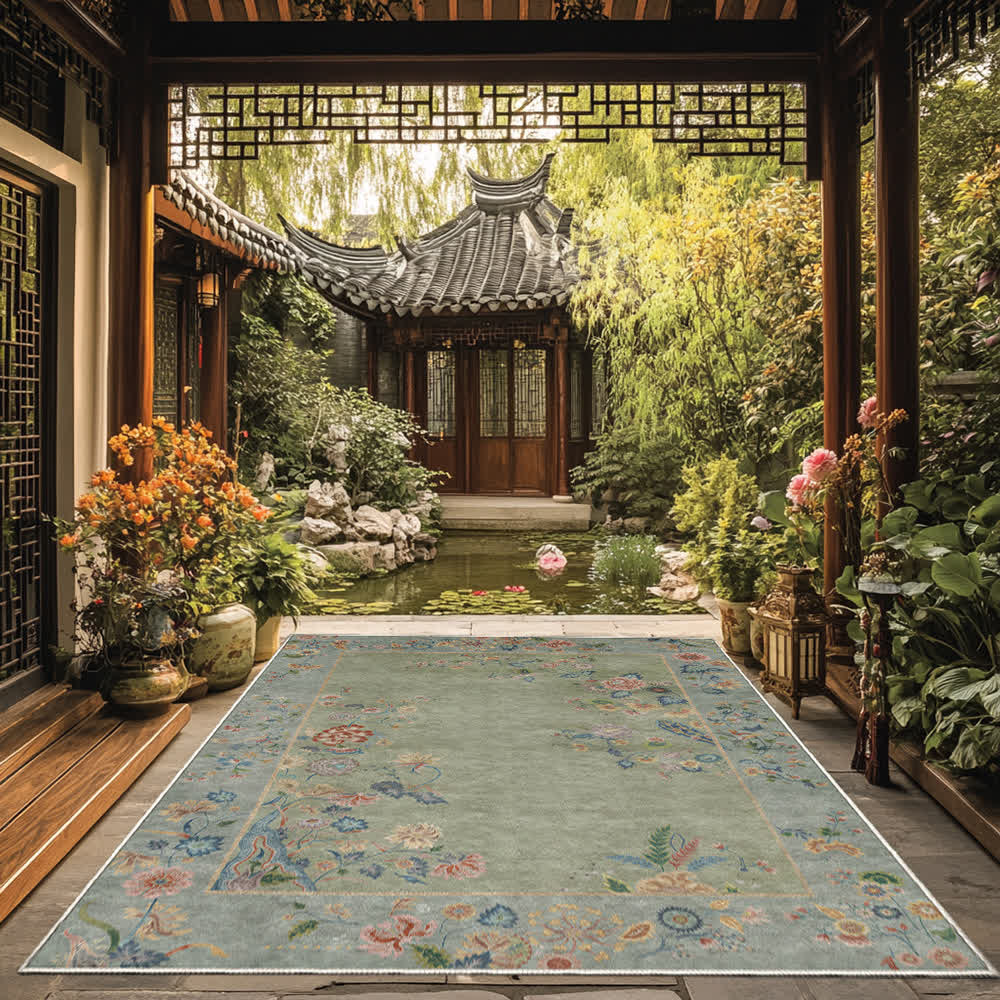 Tapis pliable et antidérapant à motif floral