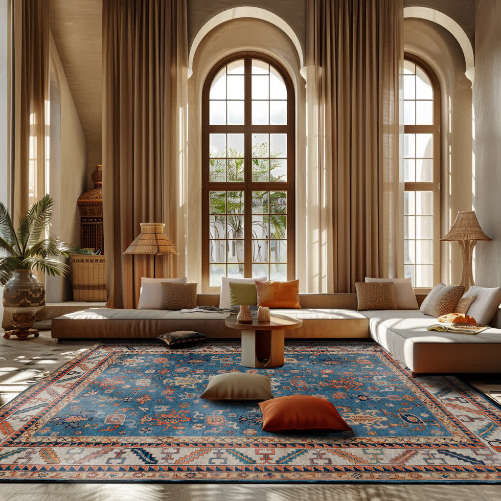 Tapis ethnique persan antidérapant pour l'intérieur et l'extérieur