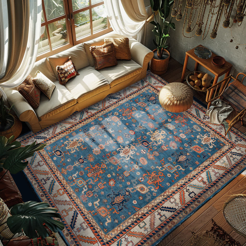 Tapis ethnique persan antidérapant pour l'intérieur et l'extérieur