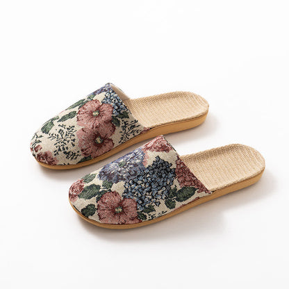 Chaussons antidérapants à semelle souple et motif floral
