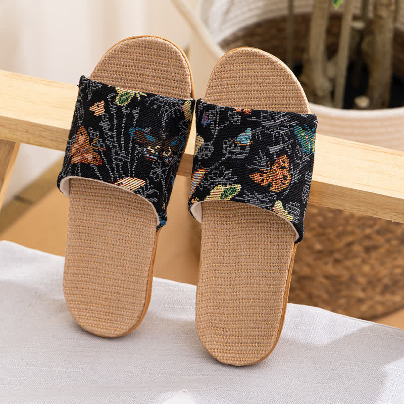 Chaussons antidérapants à semelle souple et motif floral