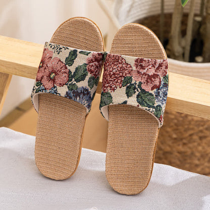 Chaussons antidérapants à semelle souple et motif floral
